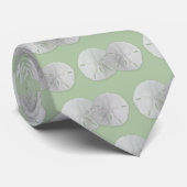Twee Sand Dollars Sage Groene Bruidegom Stropdas (Opgerold)