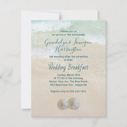 Twee Sand Dollars Wedding Breakfast Uitnodiging (Voorkant)