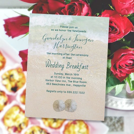 Twee Sand Dollars Wedding Breakfast Uitnodiging