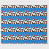 Twee Santa Cavalier King Charles Spaniels Paper Cadeaupapier (Vlak)