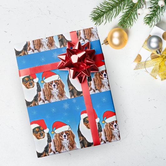 Twee Santa Cavalier King Charles Spaniels Papier