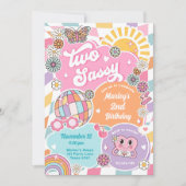 Twee Sassy Groovy Retro Preppy Varsity Verjaardag Kaart (Voorkant)