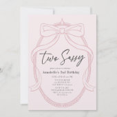 Twee Sassy Pink Tiara & Bow Girl 2e verjaardag Kaart (Voorkant)