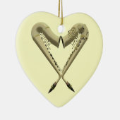 Twee saxophones hartvorm op hartversiering keramisch ornament (Rechts)