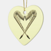 Twee saxophones hartvorm op hartversiering keramisch ornament (Links)