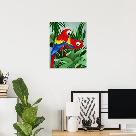 Twee Scarlet Macaws Poster (Thuiskantoor)