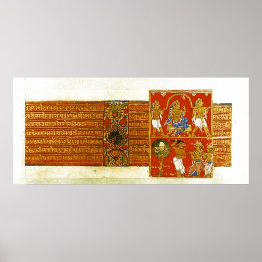 Twee scènes van de Kalpasutra, Mandu, 1439 Poster (Voorkant)