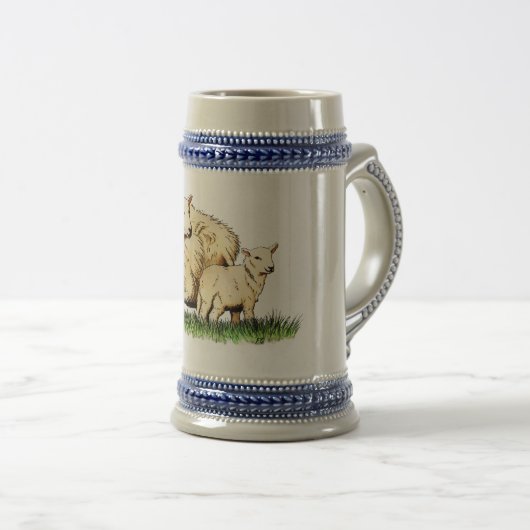 twee schapen bier stein bierpul (Voorkant rechts)