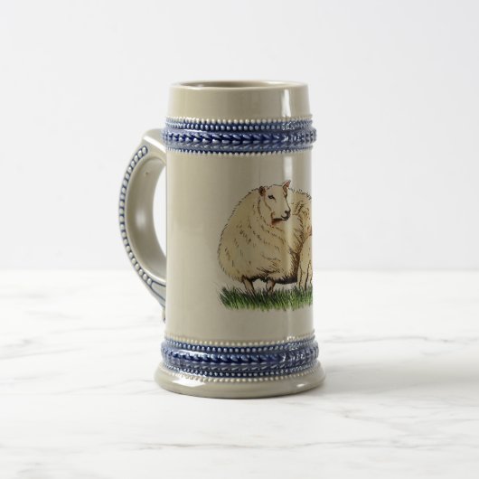 twee schapen bier stein bierpul (Voorkant links)