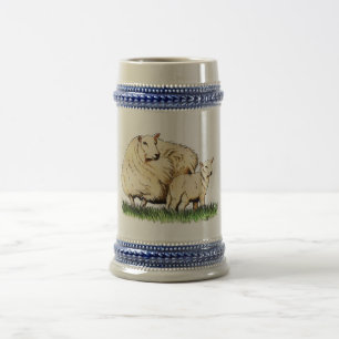 twee schapen bier stein bierpul