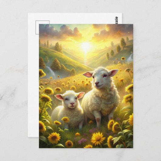 Twee schapen briefkaart (Voorkant / Achterkant)