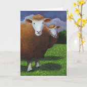 Twee Schapen: Het acryl Schilderen: Verjaardag Kaart (Gele Bloem)