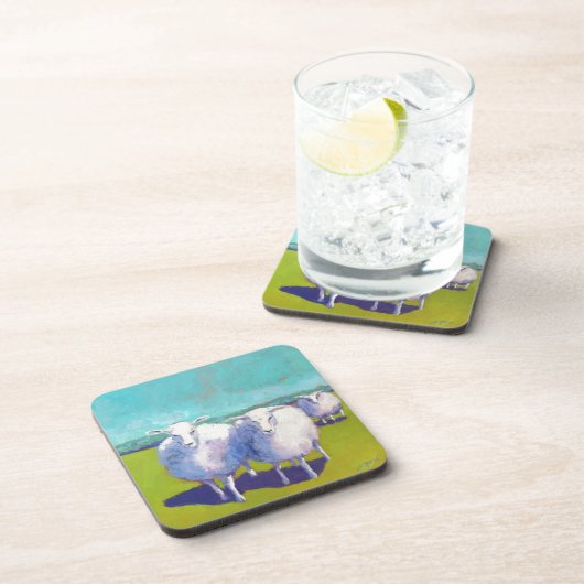 Twee schapen in het veld bier onderzetter (Rechterzijde)