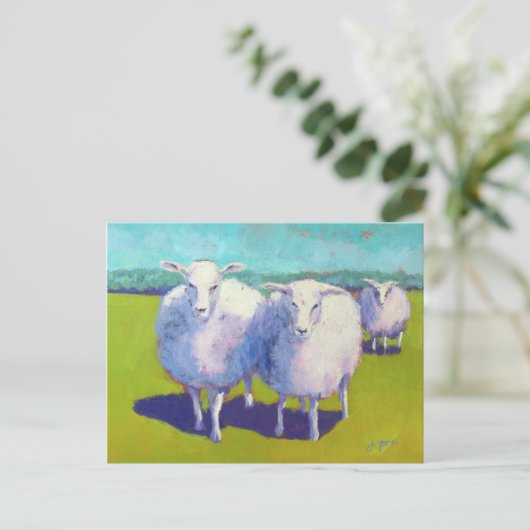 Twee schapen in het veld briefkaart (Staand voorkant)