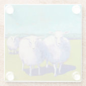 Twee schapen in het veld glazen onderzetter (Achterkant)