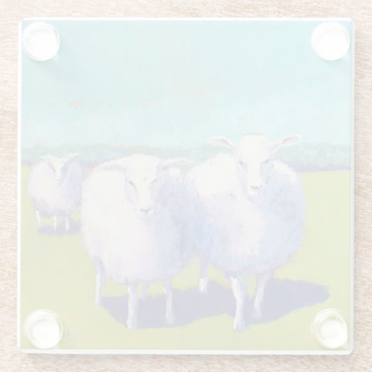 Twee schapen in het veld glazen onderzetter (Achterkant)