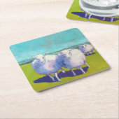 Twee schapen in het veld kartonnen onderzetters (Schuin)