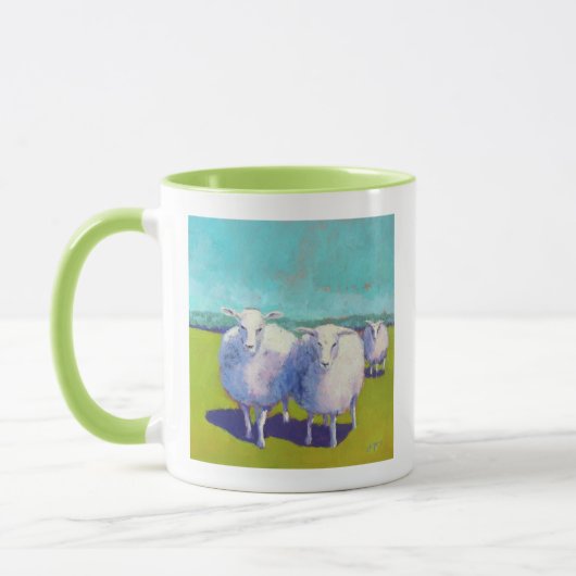 Twee schapen in het veld mok (Links)