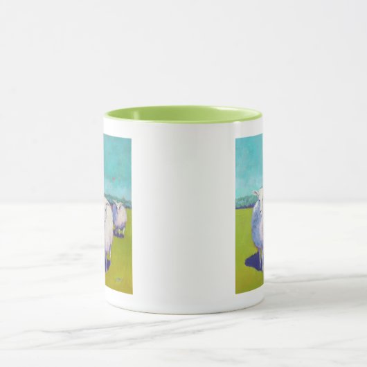 Twee schapen in het veld mok (Midden)