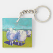 Twee schapen in het veld sleutelhanger (Achterkant)