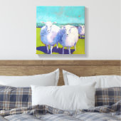 Twee schapen in veld 2 canvas afdruk (Insitu (Slaapkamer))