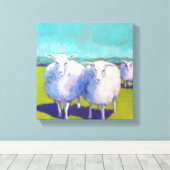 Twee schapen in veld 2 canvas afdruk (Insitu (Houten vloer))