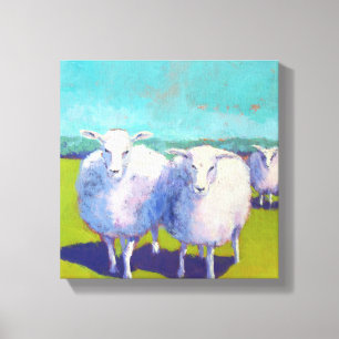 Twee schapen in veld 2 canvas afdruk