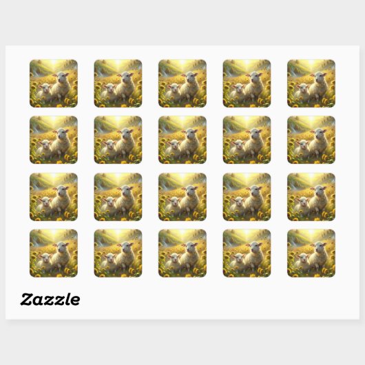 Twee schapen vierkante sticker (Vel)