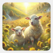 Twee schapen vierkante sticker (Voorkant)