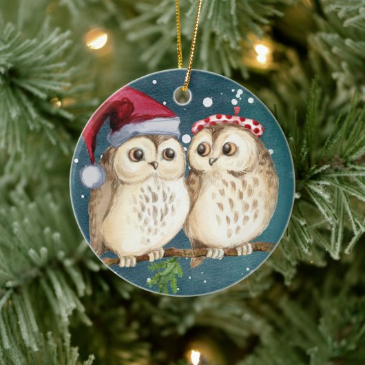 Twee schattig getrokken Eigenaars Keramisch Ornament (Boom)