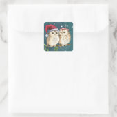 Twee schattig getrokken Eigenaars Vierkante Sticker (Tas)