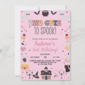 Twee schattig om te spook Halloween meisje roze ui Kaart (Voorkant)