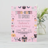 Twee schattig om te spook Halloween meisje roze ui Kaart (Staand voorkant)