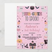 Twee schattig om te spook Halloween meisje roze ui Kaart (Voorkant / Achterkant)