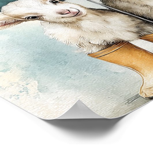 Twee Schattige Baby Goats op een regenachtige dag Poster (Hoek)