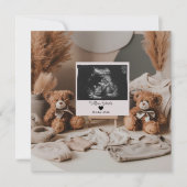 Twee schattige beren echografie zwangerschapsaanko feestdagenkaart (Voorkant)