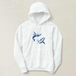 Twee schattige bultrugwalvissen springen en zwemme hoodie