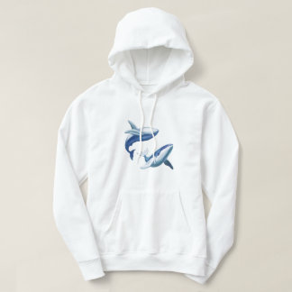 Twee schattige bultrugwalvissen springen en zwemme hoodie