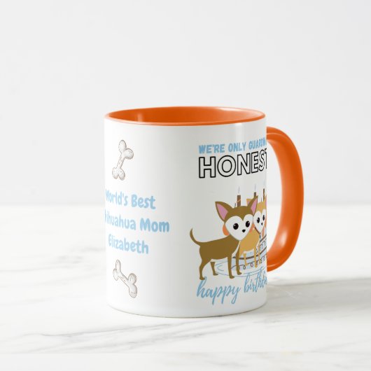 Twee schattige Chihuahua's Grappige Hond MOEDER Ve Mok (Voorkant rechts)