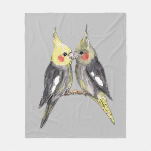 Twee schattige cockatiels fleece deken (Voorkant)