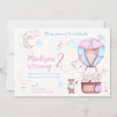 Twee schattige dieren ballon grillige verjaardag kaart (Voorkant)