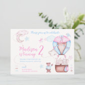 Twee schattige dieren ballon grillige verjaardag kaart (Staand voorkant)