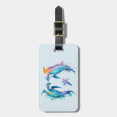 Twee schattige dolfijnen bagagelabel (Voorkant verticaal)