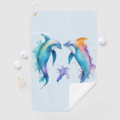 Twee schattige dolfijnen golfhanddoek (Insitu)