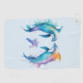 Twee schattige dolfijnen golfhanddoek (Horizontaal)