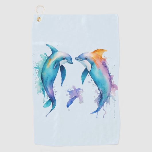 Twee schattige dolfijnen golfhanddoek (Voorkant)