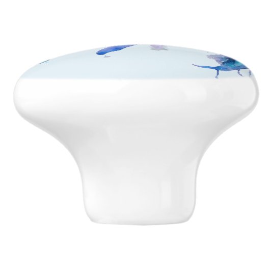 Twee schattige dolfijnen keramische knop (Zijkant)