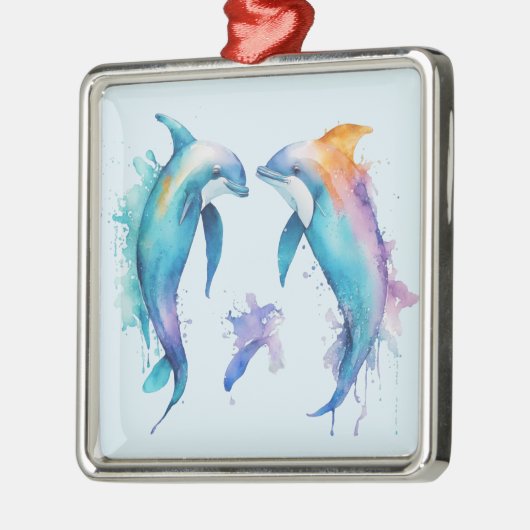 Twee schattige dolfijnen metalen ornament (Links)
