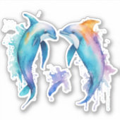 Twee schattige dolfijnen sticker (Voorkant)
