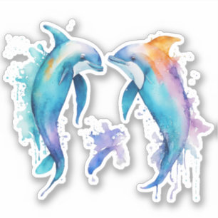 Twee schattige dolfijnen sticker